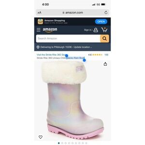 🌸✨Stride Rite 360 Toddler Rainbow Gecko Rain Boot with Cozy Removable Lining